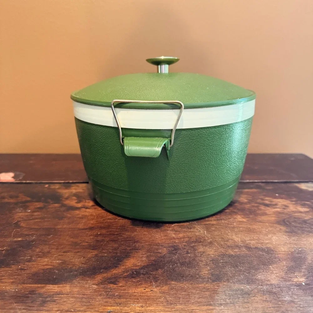 Vintage Sunfrost Thermo-O-Ware‎ Ice Bucket Green White Mid Century Barware